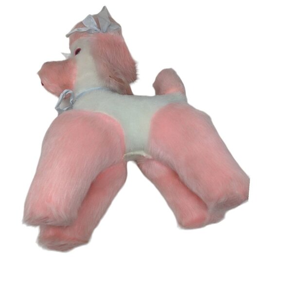 Vintage 1950s 1960s Knickerbocker Pink Poodle Dog Hard Stuffed Animal Toy 17" - Picture 5 of 8